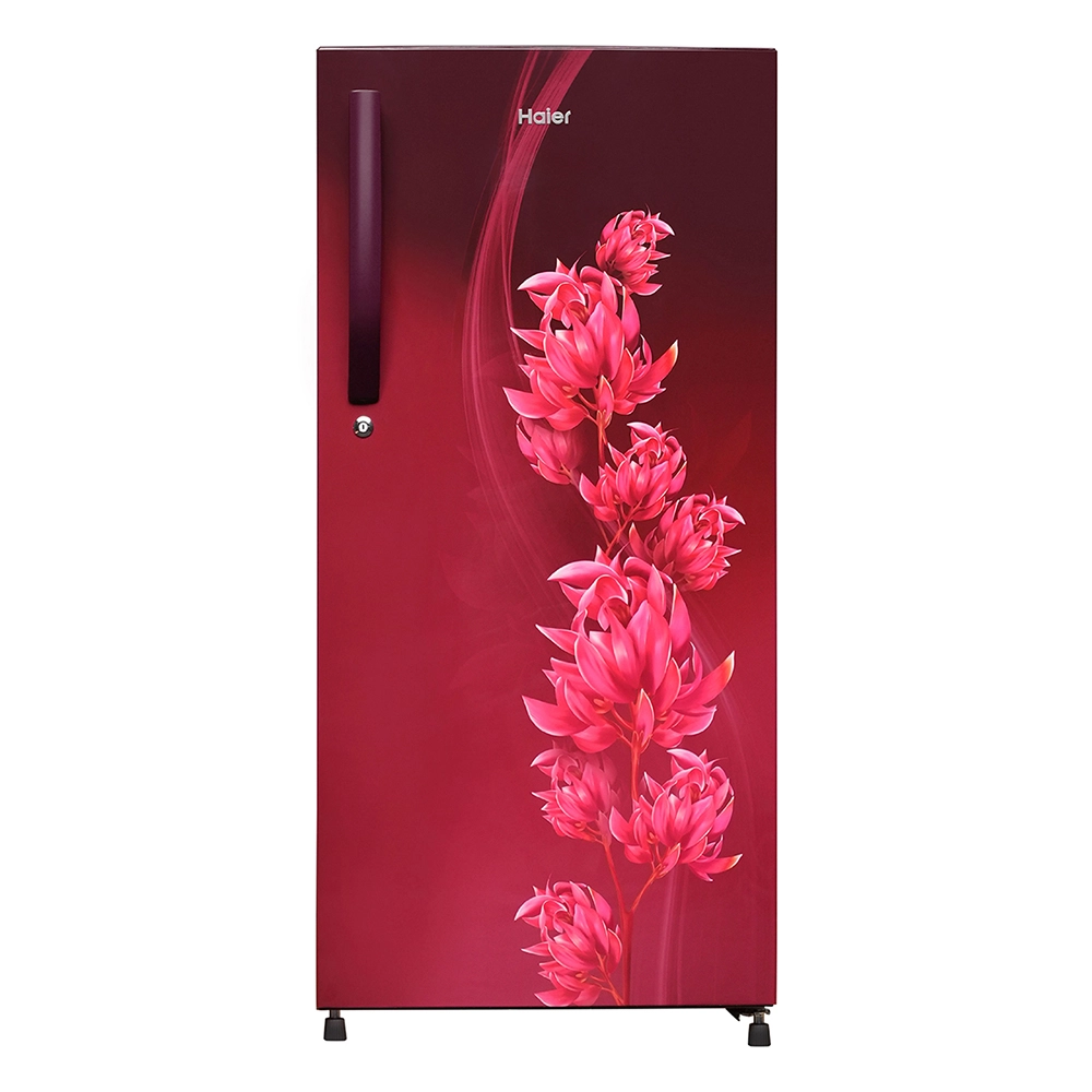 Haier 190L 1 Star Direct Cool Single Door Refrigerator with Toughened Glass Shelf in Stunning Red Fire finish HRD-2101CRF-P